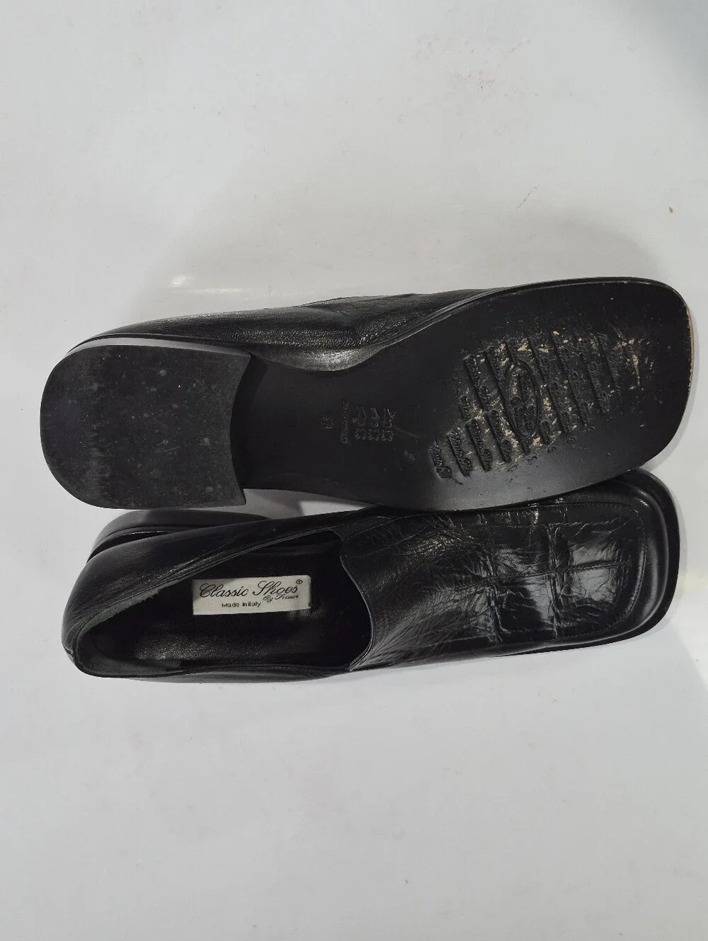 Classic Shoes by Franco Men's Black Slip-On Leather Dress Shoes Size 43
